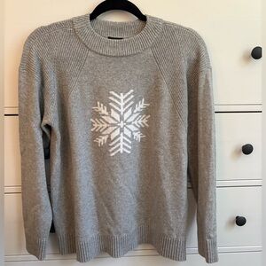 Talbots Heather Gray Knit with White Snowflake